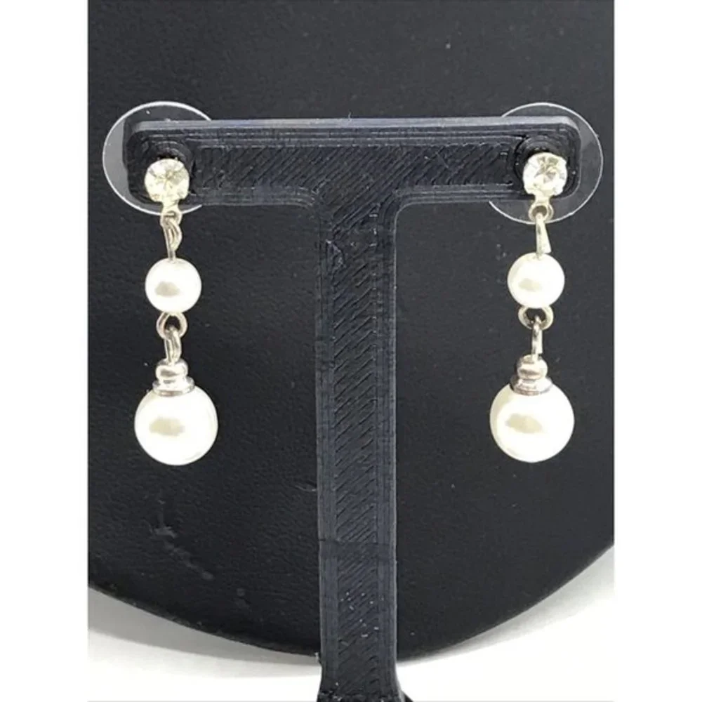 Pearl Rhinestone Crystal Drop Dangle‎ earrings 1.5